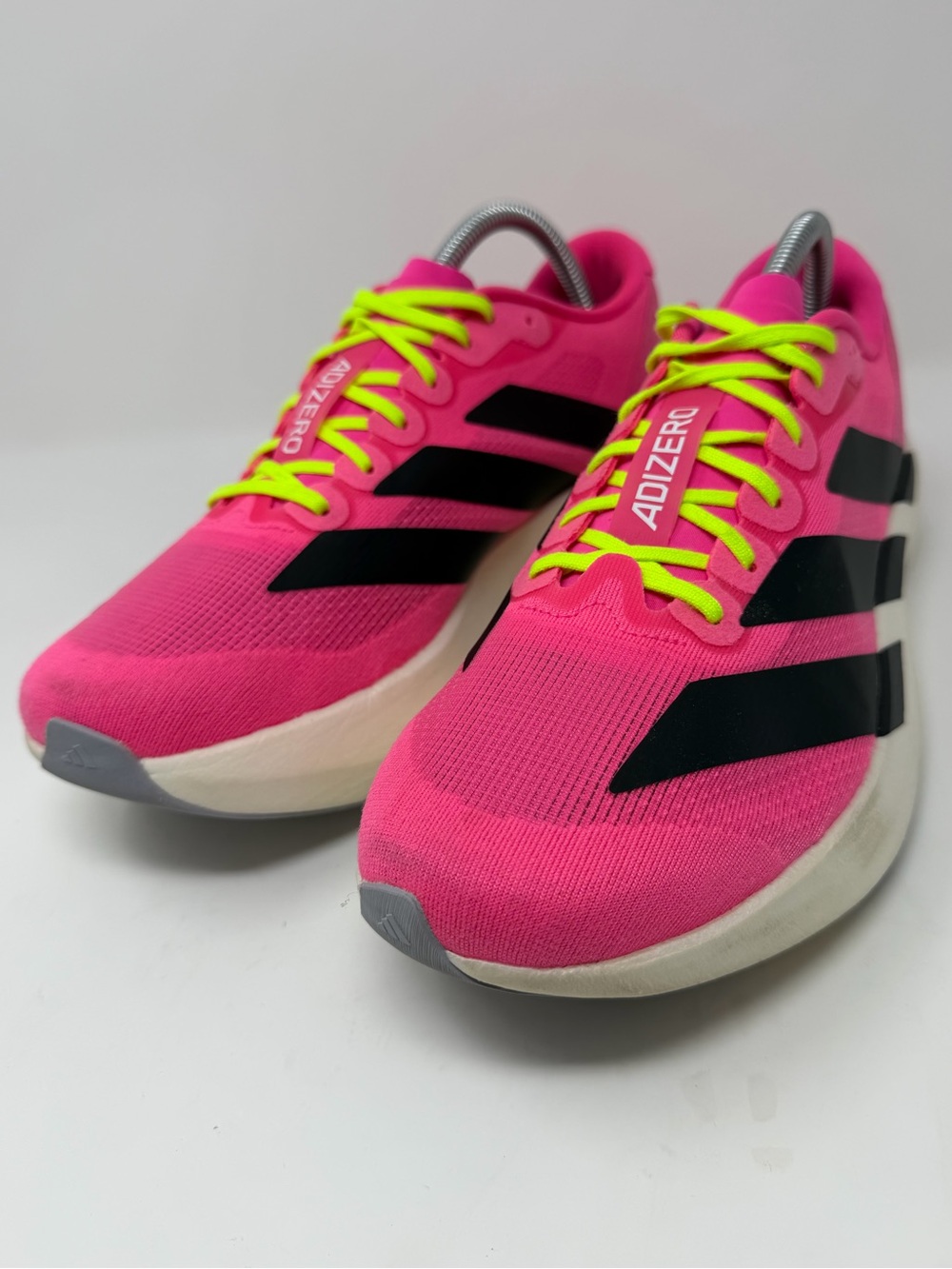 adidas Adizero Men’s Running Shoes - Hot Pink with Neon Yellow Laces Sz. 10